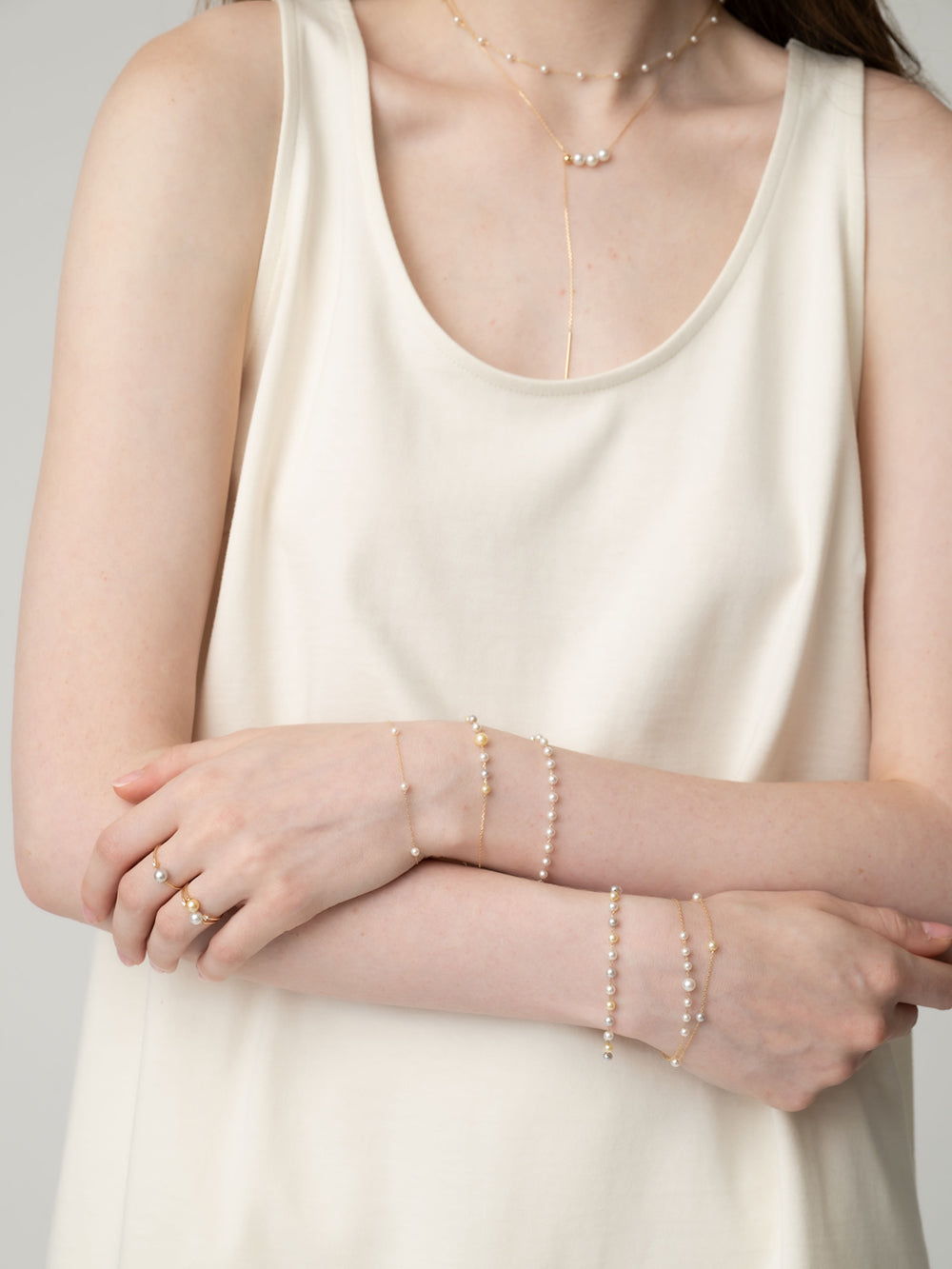 SBR117Y ゴールドアコヤパール&ダイヤモンドcandyオープンリング