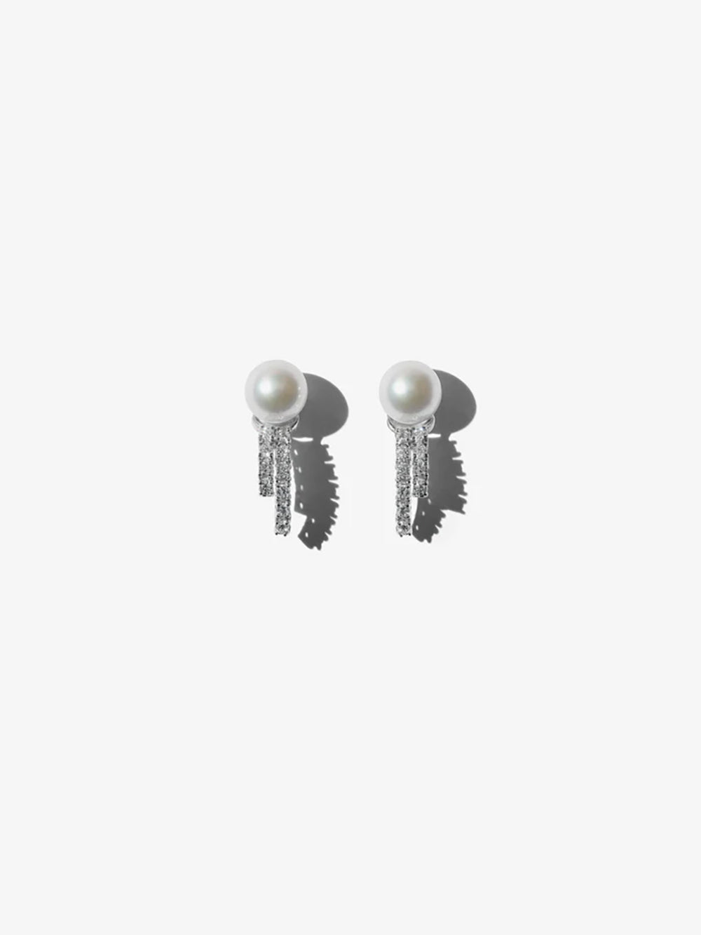 PE3W アコヤパールデュアルダイヤモンドドロップピアス