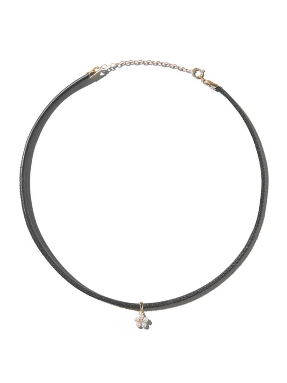 X3X18 パールフラワーレザーコードチョーカー