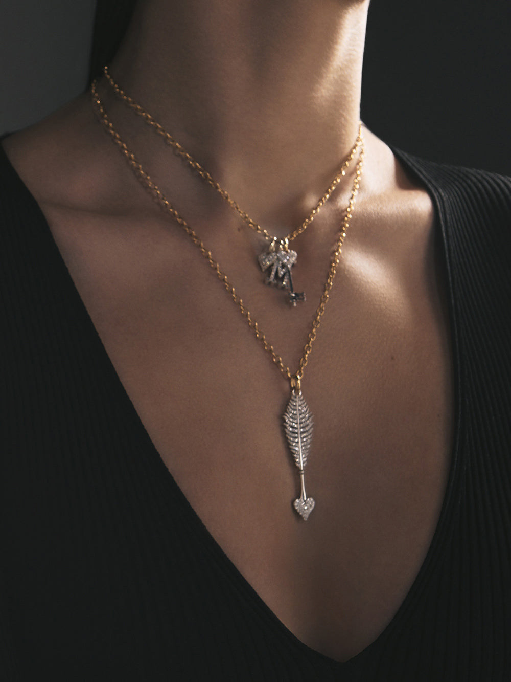 10X グランデホワイトゴールド＆ダイヤモンドフェザーハートチャーム