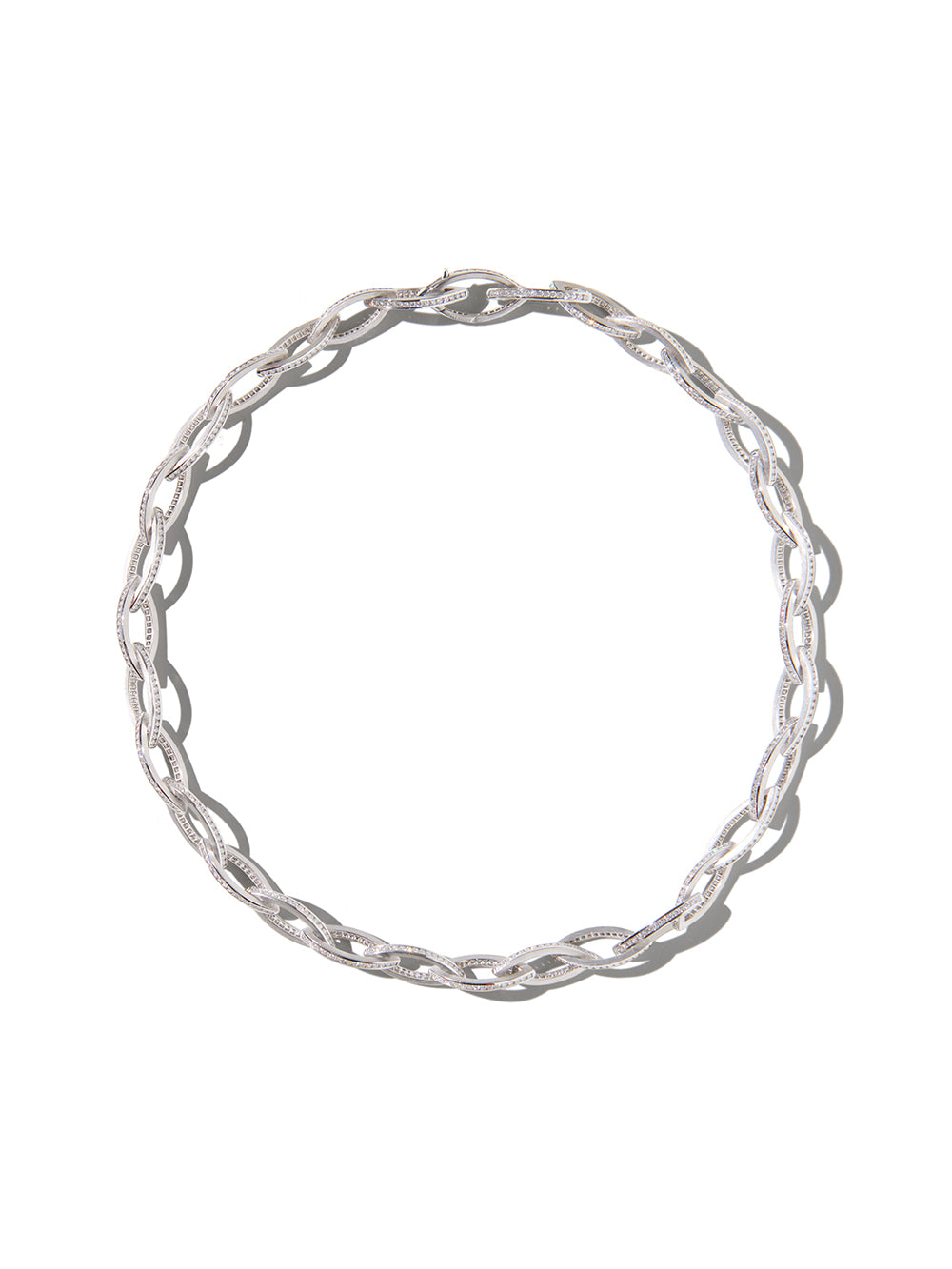 2N グランデホワイトゴールドマーキスリンク&ダイヤモンドネックレス