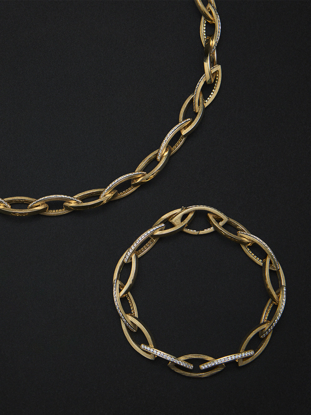 3B ゴールドマーキスリンク&ダイヤモンドブレスレット