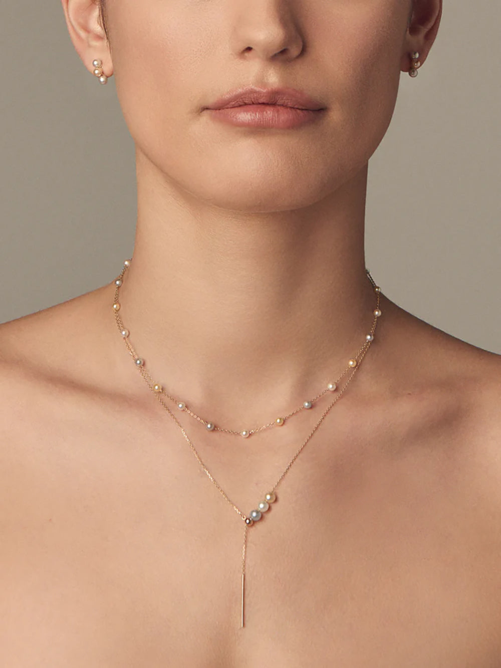 SBN339 3カラーアコヤパールcandyラリアットネックレス