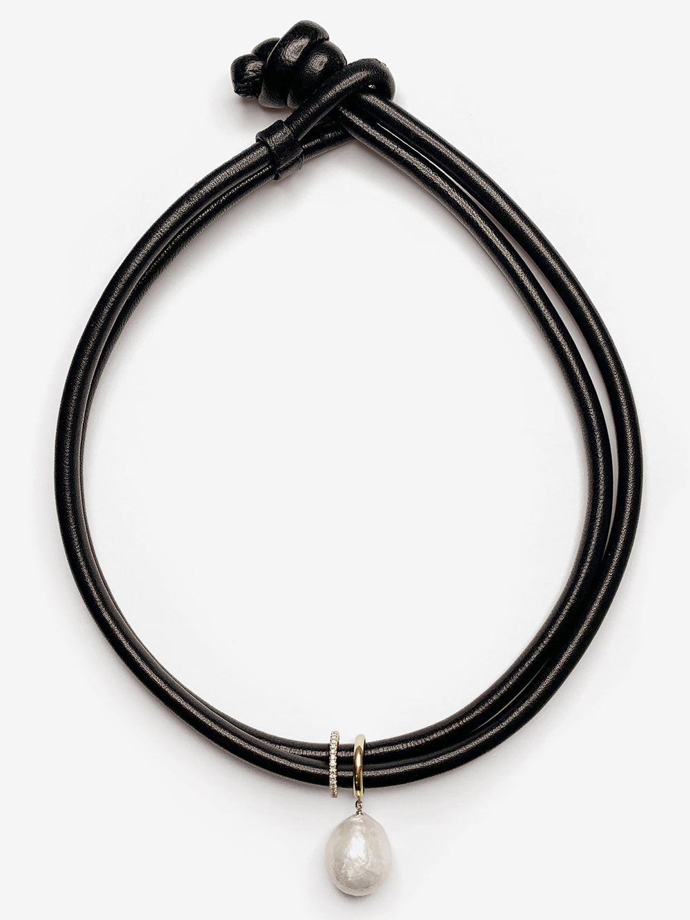 X2HR ラージパール&ダイヤモンドレザーチョーカー/ブレスレット