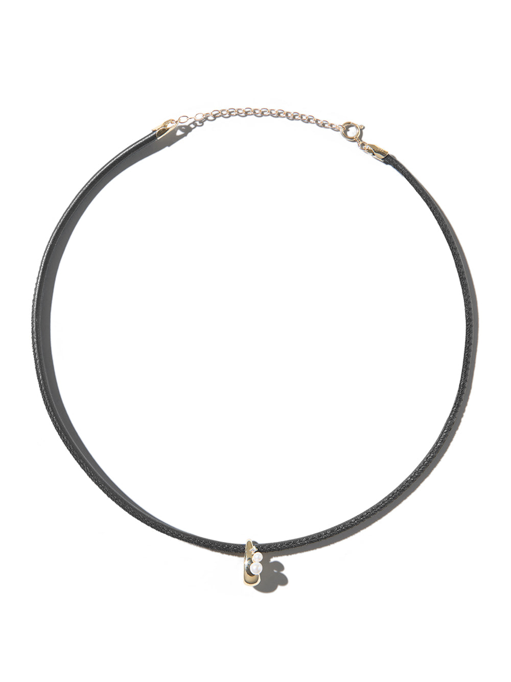 X3X21 パール&ダイヤモンドレザーコードチョーカー